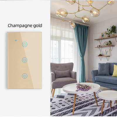 منتجات تصميم جديدة من Glomarket Tuya Smart Wifi Wall Switch Us عادي لوحة لمسة زجاجية ضوئية دعم مفتاح تطبيق التحكم عن بعد