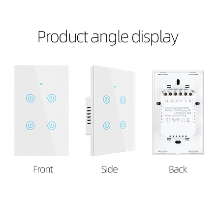 منتجات تصميم جديدة من Glomarket Tuya Smart Wifi Wall Switch Us عادي لوحة لمسة زجاجية ضوئية دعم مفتاح تطبيق التحكم عن بعد