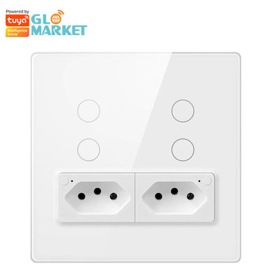 Glomarket Smart Wifi برازيل القياسية Smart Home Tuya Smart 4 Gang Switch And Socket Wifi Smart Wall Socket تعمل مع أليكسا