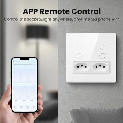 Glomarket Smart Wifi برازيل القياسية Smart Home Tuya Smart 4 Gang Switch And Socket Wifi Smart Wall Socket تعمل مع أليكسا