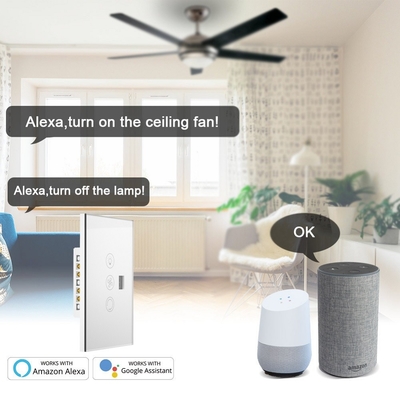 Glomarket Tuya Wifi Smart Fan Switch Tuya Smart Switch معدل سرعة المروحة الضوء على وإطفاء التحكم الصوتي التحكم في الاتحاد الأوروبي / الولايات المتحدة