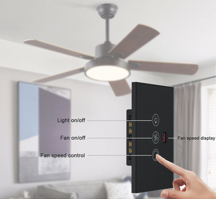 Glomarket Tuya Wifi Smart Fan Switch Tuya Smart Switch معدل سرعة المروحة الضوء على وإطفاء التحكم الصوتي التحكم في الاتحاد الأوروبي / الولايات المتحدة